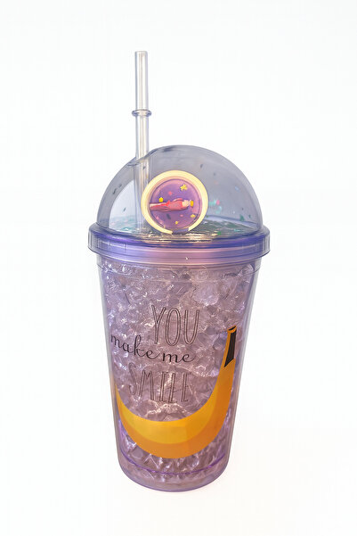 Two Two كوب مشروب صيفي ملون منقوش مع مصاصة