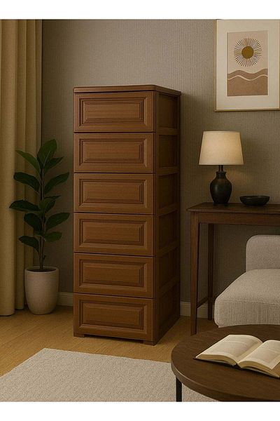 ALMUFARREJ 6-Tier Plastic Storage Drawer Unit – Size 42×34×124 cm for Elegant & Practical Organization