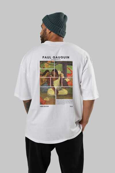 Ankhises Paul Gauguin Arearea Back Printed Oversize T-shirt Ανδρικό Γυναικείο Βαμβακερό μπλουζάκι με λαιμόκοψη