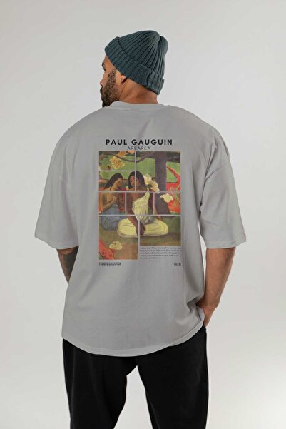 Ankhises Paul Gauguin Arearea Back Printed Oversize T-Shirt Men Women Crewneck Cotton Tshirt