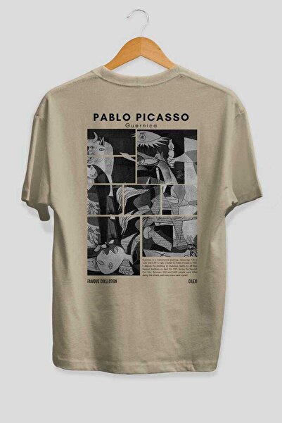 Ankhises Pablo Picasso Guernica Back Printed Oversize T-shirt Ανδρικό Γυναικείο Βαμβακερό μπλουζάκι με λαιμόκοψη