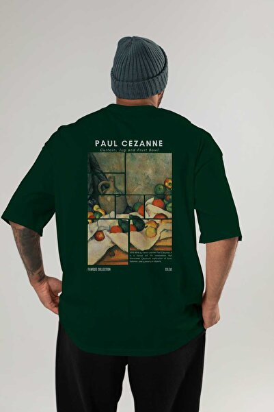 Ankhises Paul Cezanne Curtain Back Μπλουζάκι με στάμπα Oversize Ανδρικό Γυναικείο Βαμβακερό μπλουζάκι με λαιμόκοψη