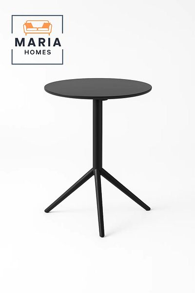 MARIA HOMES Round Black Tripod Café Table with Slim Top