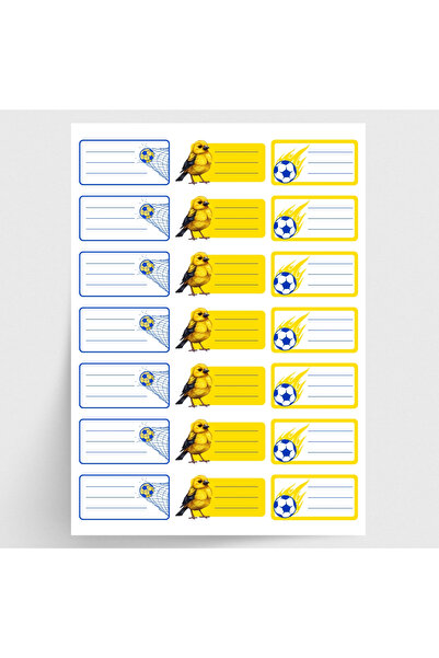 Bimotif Sarı-Lacivert isimlik okul etiketi, sticker seti, 21 adet
