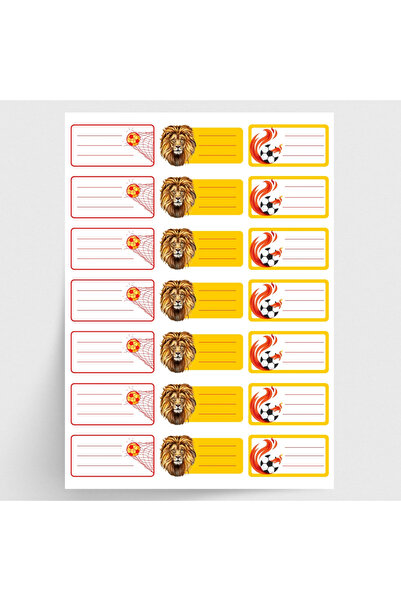Bimotif Sarı-Kırmızı isimlik okul etiketi, sticker seti, 210 adet