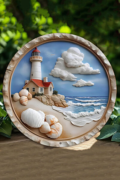 kutuTR Deniz Feneri Temalı UV Baskılı 3D GÜRÜNÜMLÜ MDF Duvar Süsü - DT067