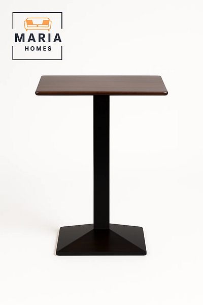 MARIA HOMES Compact Wooden Top Cafe Table – Black Base
