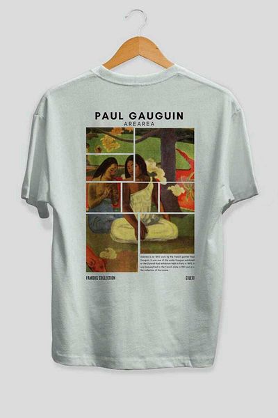Ankhises Paul Gauguin Arearea Back Printed Oversize T-Shirt Men Women Crewneck Cotton Tshirt