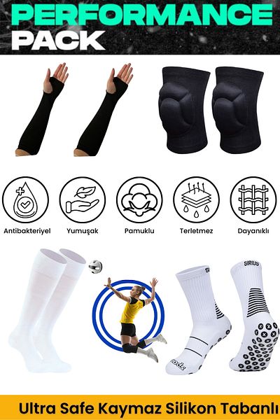 Bellanora 8-Piece Children's Volleyball Set - Knee Pads & Anti-Slip Rubber Sole Match Socks & Sports Children's Set