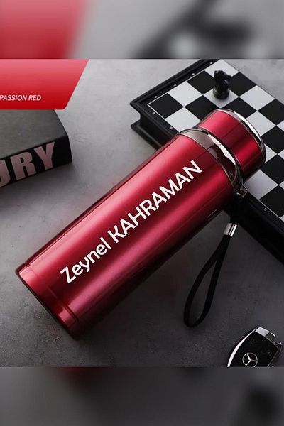 İŞTE BU 1 Liter Stainless Steel Name Printed Thermos |   12 Hours Hot and Cold Keeping |   Durable Structure