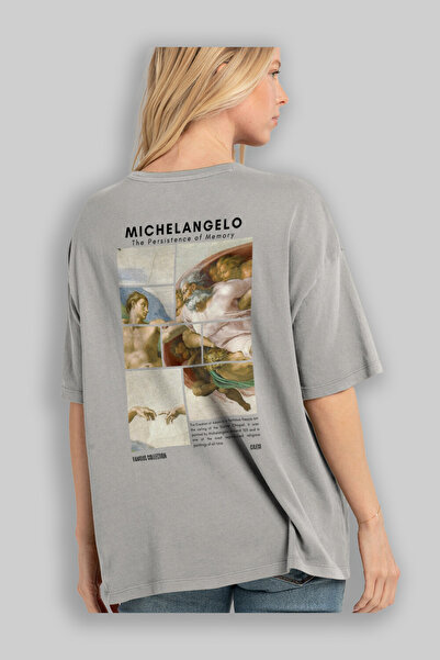 Ankhises Michelangelo Back Printed Oversize T-Shirt Men Women Crew Neck Cotton Tshirt