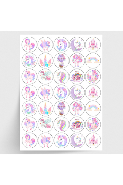 Bimotif Boynuzlu at figürlü karışık sticker seti, 35 adet