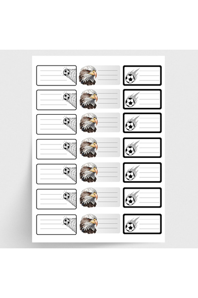 Bimotif Siyah-Beyaz isimlik okul etiketi, sticker seti, 21 adet