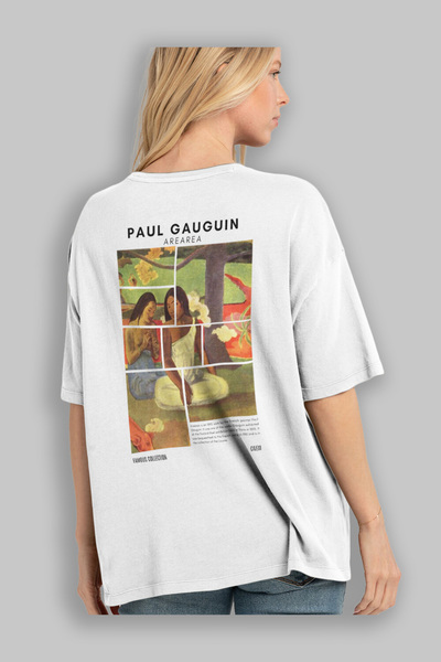 Ankhises Paul Gauguin Arearea Back Printed Oversize T-shirt Ανδρικό Γυναικείο Βαμβακερό μπλουζάκι με λαιμόκοψη
