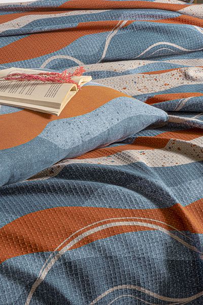 Fabric Box طقم مفرش سرير كبير الحجم مصنوع من القطن بنسبة 100%، يشمل غطاء وسادة Verdure Canyon متعدد الأغراض