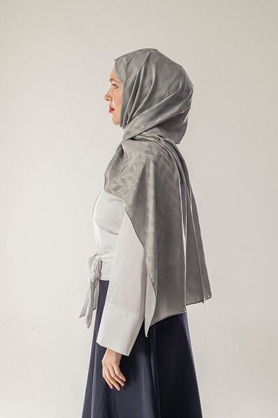 FLEUR SOİE Light Gray Zigzag Pattern Jacquard Shal