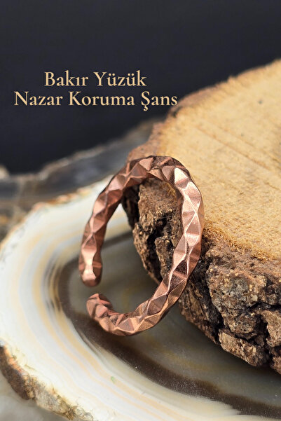 NBS Beautiful Naturel Stones خاتم نحاسي بتصميم حقيقي قابل للتعديل مصنوع يدويً...