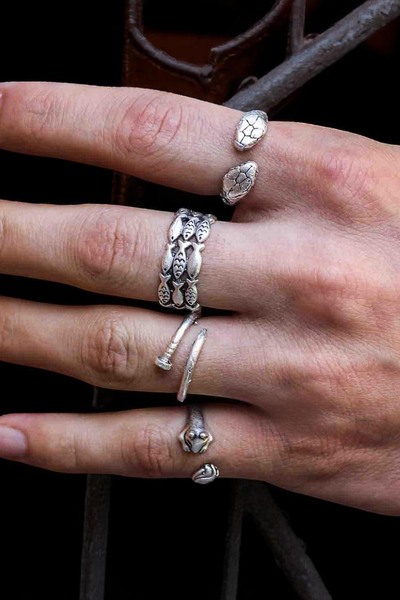 renery 4 Adet 925 Ayar Gümüş Kaplama Ayarlanabilir Çivi Tavşan Balıklar Yılan...