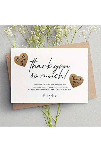 hdcw 500 ADET 2.5cm RULO YAPIŞKANLI KRAFT TEŞEKKÜRLER "THANK YOU" STICKER ETİKET HEDİYE PAKETLEME