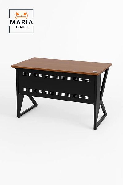 MARIA HOMES Industrial Work Desk with Black Steel Frame and Wood Top