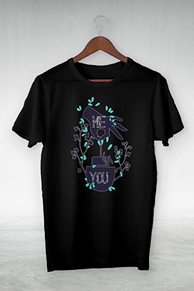 donamod Tricou unisex negru Me And You Hot Tea Ilustrație Design Vip Cte-012