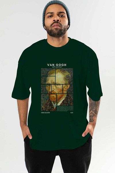 Ankhises Van Gogh Self Portrait Front Printed Oversize T-Shirt Men Women Crewneck Cotton Tshirt