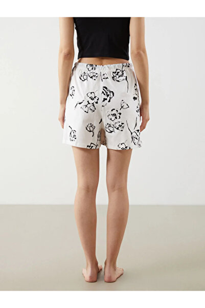 LC Waikiki LCW DREAM Bej Beli Lastikli Baskılı Kadın Şort Pijama Altı