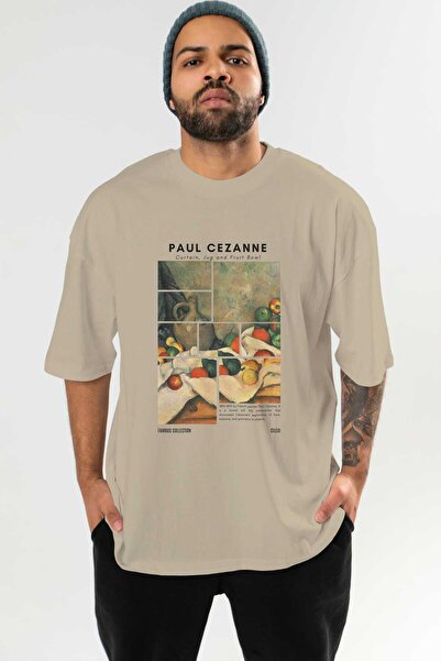 Ankhises Paul Cezanne Curtain μπροστά Μπλουζάκια με στάμπα Oversize Ανδρικά Γυναικεία Βαμβακερά μπλουζάκια με λαιμόκοψη