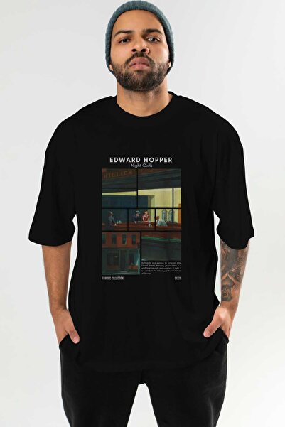Ankhises تي شيرت إدوارد هوبر نايت أوز مطبوع من الأمام كبير الحجم للرجال والنس...