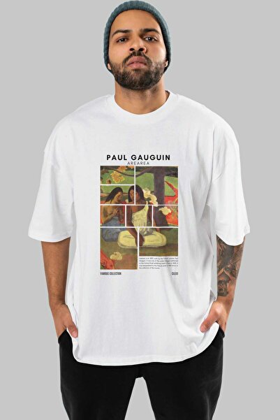 Ankhises Paul Gauguin Arearea Front Printed Oversize T-Shirt Men Women Crewne...