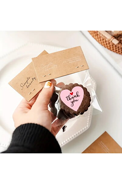 hdcw 500 ADET 2.5cm RULO YAPIŞKANLI PEMBE KALPLİ TEŞEKKÜRLER "THANK YOU" STICKER ETİKET HEDİYE PAKETLEME