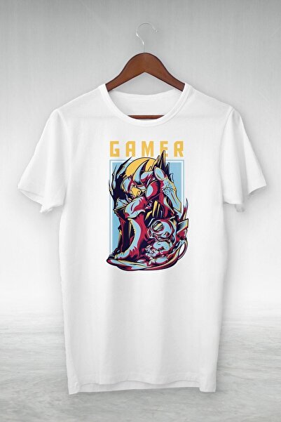 donamod Farebi Alb -gamer -ilustrație Desen -tricou Gsc-497