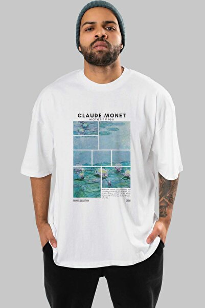 Ankhises Claude Monet μπροστινό εμπριμέ μπλουζάκι Oversize Ανδρικό Γυναικείο Βαμβακερό μπλουζάκι με λαιμόκοψη