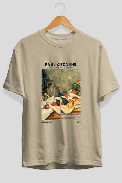 Ankhises Paul Cezanne Curtain μπροστά Μπλουζάκια με στάμπα Oversize Ανδρικά Γυναικεία Βαμβακερά μπλουζάκια με λαιμόκοψη