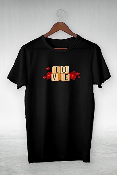 donamod تي شيرت أسود - قلوب وحب - رسم توضيحي - تصميم VIP Ctp-007
