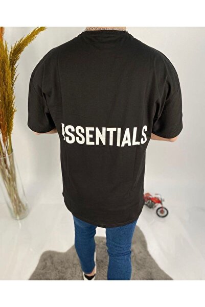 donamod Tricou oversize cu decolteu rotund cu imprimeu Black Essentials pentr...