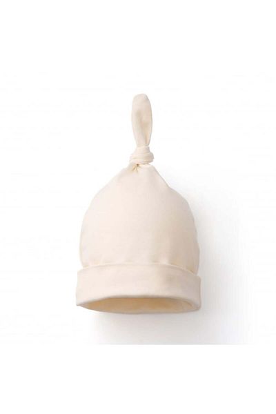 OEM Newborn cap with knot - soft ivory cotton