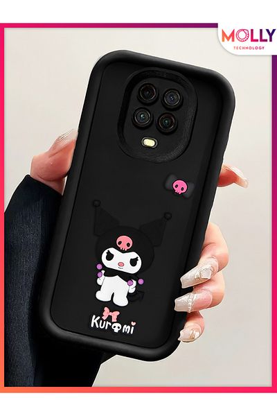Molly حافظة سيليكون Kawaii Kuromi ذات حواف سوداء سميكة ثلاثية الأبعاد لهاتف Xiaomi REDMI Note 9 PRO