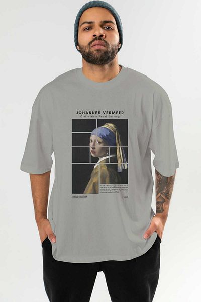 Ankhises Johannes Vermeer Front Printed Oversize T-Shirt Men Women Crewneck Cotton Tshirt