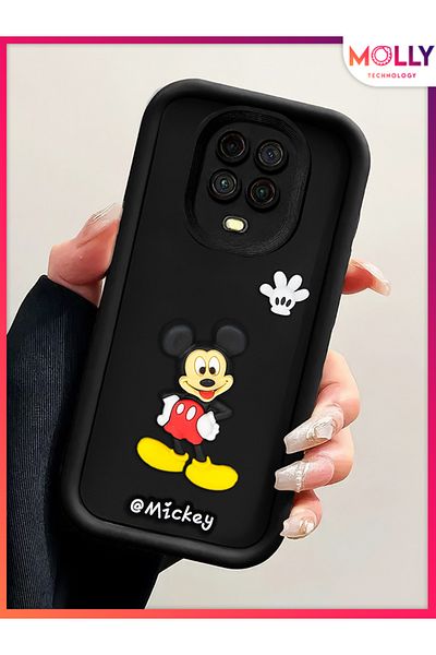 Molly حافظة سيليكون ميكي منقوشة ثلاثية الأبعاد بحواف سوداء سميكة لهاتف Xiaomi REDMI Note 9 PRO