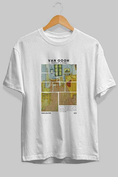 Ankhises Van Gogh Front Printed Oversize T-Shirt Men Women Crewneck Cotton Tshirt