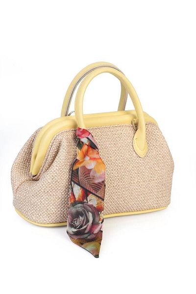 KIRASE Wicker Braided Scholarship Cross Hand and Shoulder Bag Length:15Cm Width:25 cm