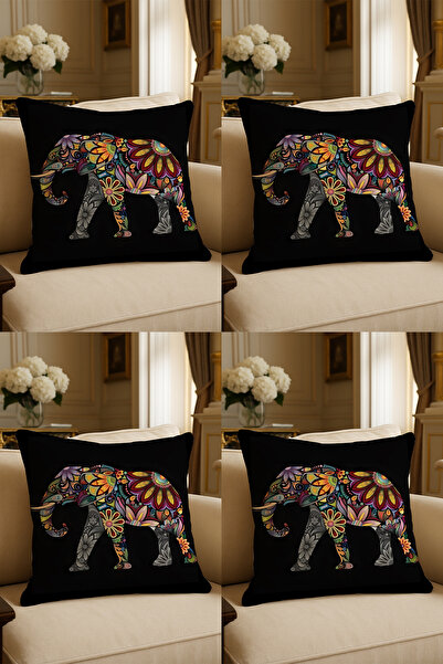 LadiesHome غطاء وسادة مزخرف مطبوع رقميًا بتصميم خاص مقاس 43 × 43 سم مكون من 4...