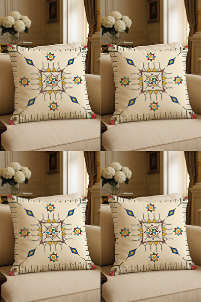 LadiesHome غطاء وسادة مزخرف مطبوع رقميًا بتصميم خاص مقاس 43 × 43 سم مكون من 4...