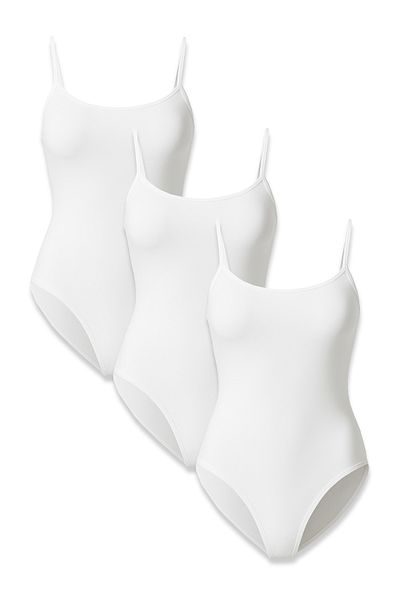 Lantliv 3 Pcs 95% Cotton 5% Elastic Thread Strap Snap Fastener Women's Bodysuit, Women's Bodysuit