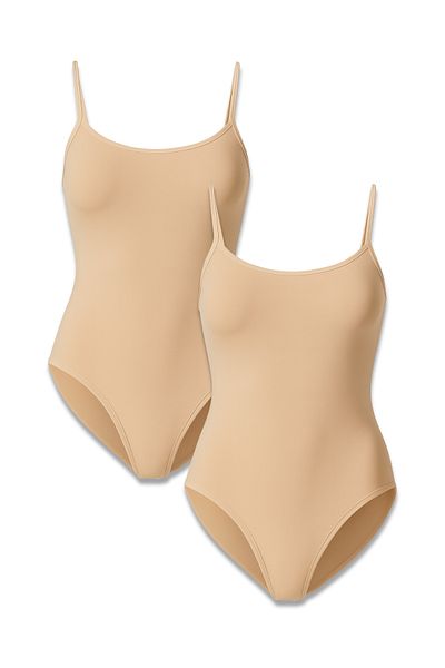 Lantliv 2 Pcs 95% Cotton 5% Elastic Thread Strap Snap Fastener Women's Bodysuit, Women's Bodysuit
