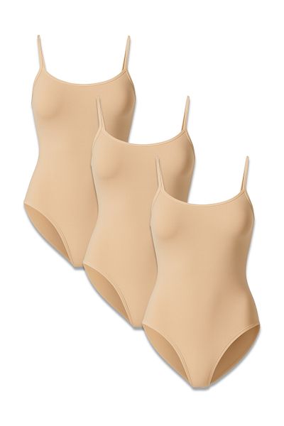 Lantliv 3 Pcs 95% Cotton 5% Elastic Thread Strap Snap Fastener Women's Bodysuit, Women's Bodysuit