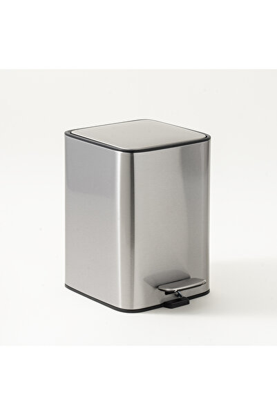 Cottage stainless steel square guard pedal bin 5L soft close, silver