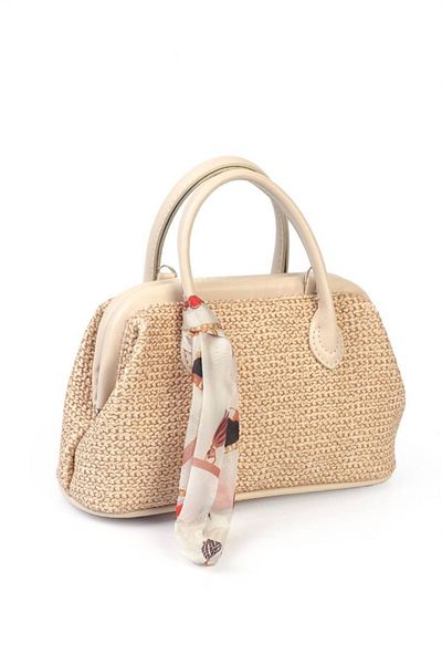 KIRASE Wicker Braided Scholarship Cross Hand and Shoulder Bag Length:15Cm Width:25 cm