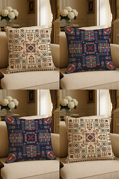 LadiesHome غطاء وسادة مزخرف مطبوع رقميًا بتصميم خاص مقاس 43 × 43 سم مكون من 4...